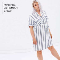 Plus Size Waist Tie Boating Dress,dress,[product_vender],Mindful Bohemian
