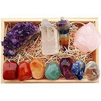 Premium Healing Crystals Gift Kit in Wooden Box with E-Book and Postercrystal