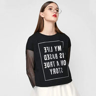 True Story Top with Sheer Sleeves