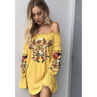 Sunflower Embroidered Dress,dress,Mindful Bohemian,Mindful Bohemian