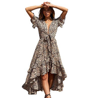 Leopard Print Ruffled Maxi