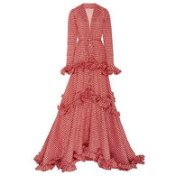 Sweet Red Ruffled Long Dress