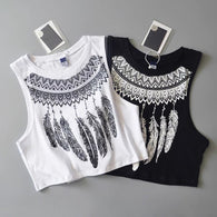 Boho Feather Crop Top