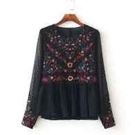 Floral Embroidered Boho Top -  Free People - Bohochic - Music Festival