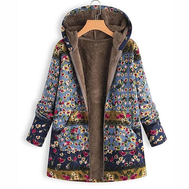 Vintage Floral Chic Hooded Jacket
