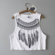 Boho Feather Crop Top