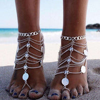 2 piece Gypsy Coin Trove Anklets -  Free People - Bohochic - Music Festival