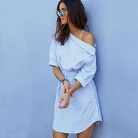 Stacy Blue Off the Shoulder Striped Dress,dress,[product_vender],Mindful Bohemian