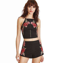 Two Piece Coachella Embroidered Roses - Mindful Bohemian