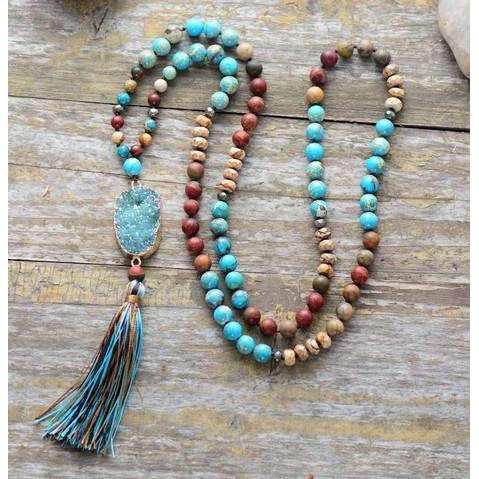 Turqouise Druzy Natural Stone Mala Beads,jewels,[product_vender],Mindful Bohemian
