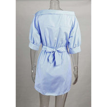 Stacy Blue Off the Shoulder Striped Dress,dress,[product_vender],Mindful Bohemian