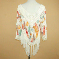 Crochet Feather Poncho -  Free People - Bohochic - Music Festival