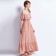 Pinky Ruffles Maxidress