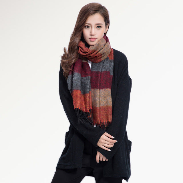 Striped and Tasseled Scarf