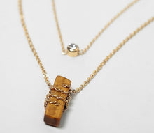 2 Layer Chain Pendant Necklace With Stone