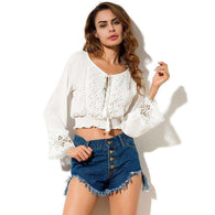 White Lace Chiffon Boho Blouse,top,[product_vender],Mindful Bohemian