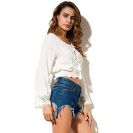 White Lace Chiffon Boho Blouse,top,[product_vender],Mindful Bohemian