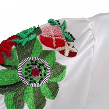 Floral Lantern Sleeves White Top