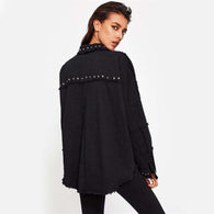Studded Fray Black Magic Jacket,jacket,[product_vender],Mindful Bohemian