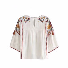 Embroidered Floral Tassels Top