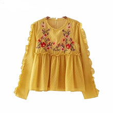 Ruffled Embroidered Floral Top