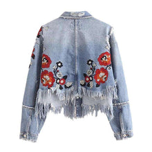 Fringed Floral Denimjacket