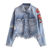 Fringed Floral Denimjacket