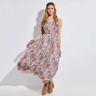 Geometric Pleated Paisley Dress -  Free People - Bohochic - Music Festival