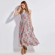 Geometric Pleated Paisley Dress -  Free People - Bohochic - Music Festival