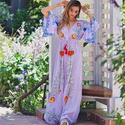 Embroidered BlueBird Women Maxi Dress