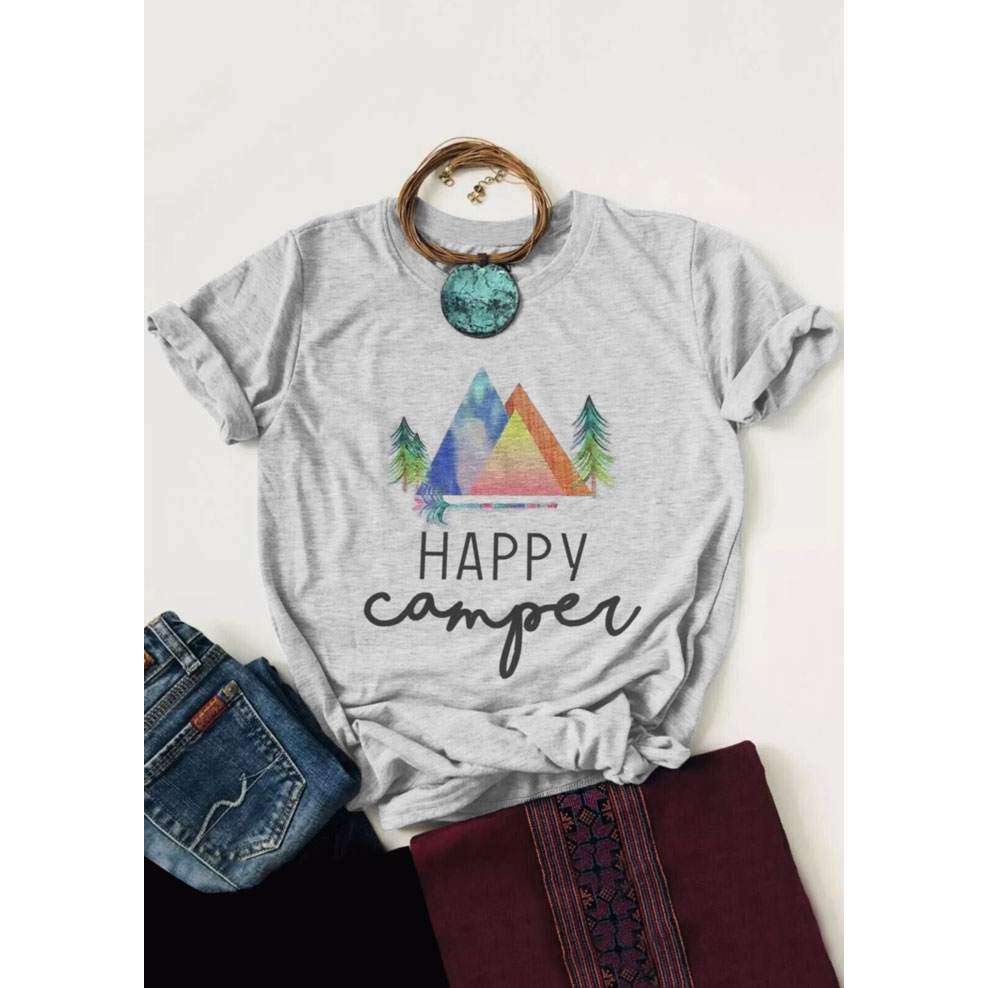 Happy Camper Womens GraphicTee -  Free People - Bohochic - Music Festival