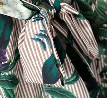 Floral & Stripes Bow Tie Midi Dress