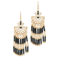 Gold Black Drop Earrings