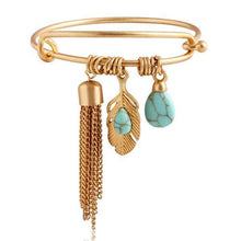 Vintage Turquoise Tassel Bangle 14K Gold Platedaccessories