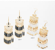 Gold Black Drop Earrings