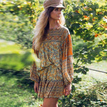 Dusty Yellow  Turqouise Dreams Bohemian Gypsy Bell Sleeve Blouse & Skirt Spell Setblouse