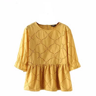 Hollow Out Pleated Top