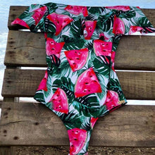 Off Shoulder Printed One Piece Swimsuit
