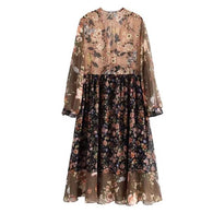 Vintage Floral Pleated Dress