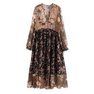 Vintage Floral Pleated Dress