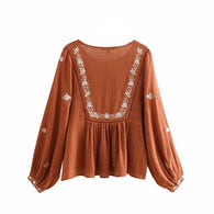 Lantern Sleeves Pleated Vintage Blouse