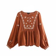 Lantern Sleeves Pleated Vintage Blouse