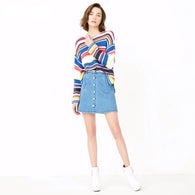 Loose Fit Colored Stripes Knit