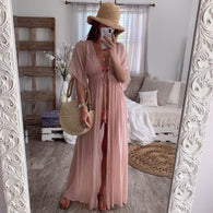 Straight Deep V Pleated Dress