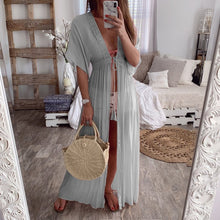 Straight Deep V Pleated Dress